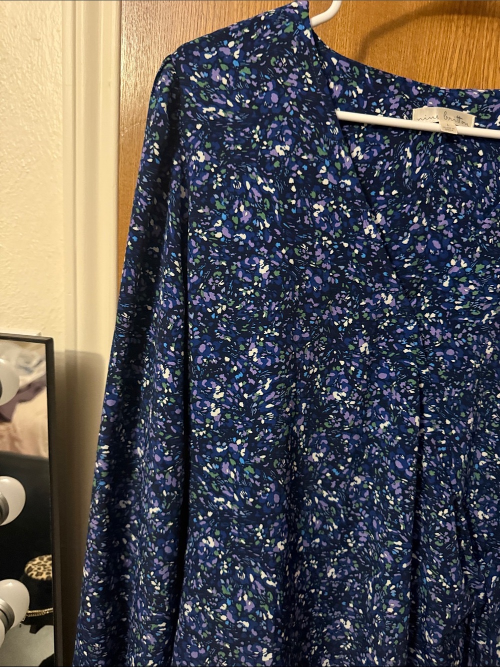 New nine britton Navy Floral Wrap Mini Dress - Picture 5 of 8